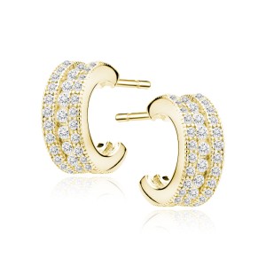 Cercei rotunzi argint placat cu aur galben cu pietre Ø12mm x 5mm DiAmanti Z0959EG_W-DIA (Argint 925‰ 3,5 g.)